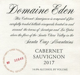 2017 Domaine Eden Cabernet Sauvignon Santa Cruz Mountains Mount